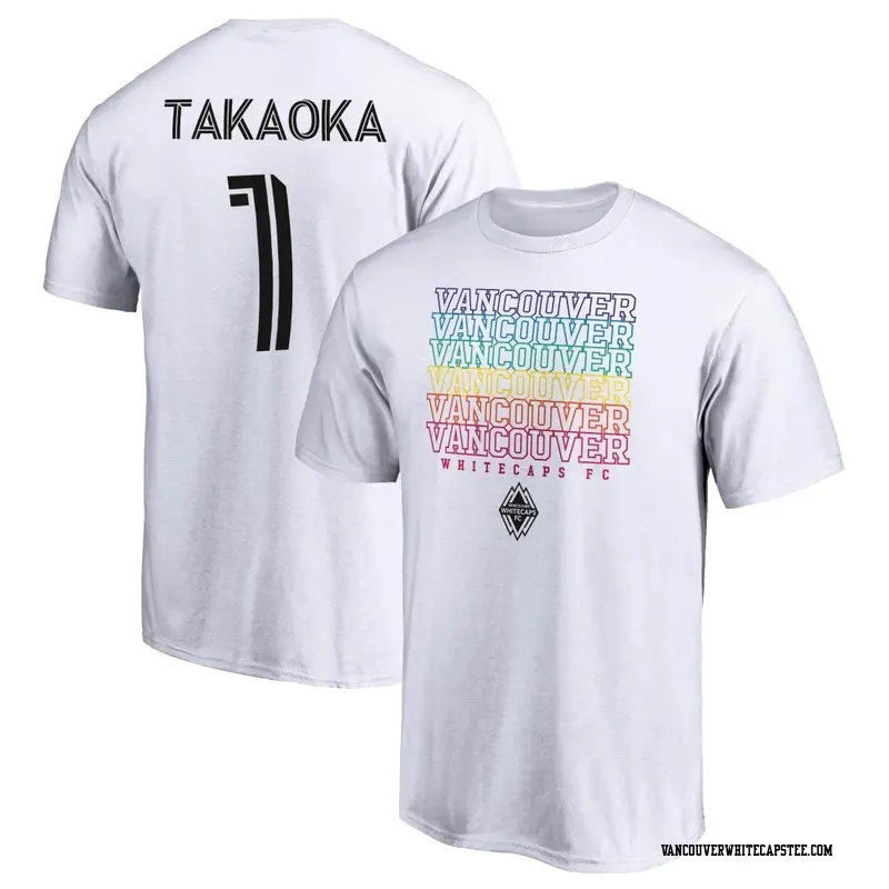 Men's Vancouver Whitecaps ＃1 Yohei Takaoka White Name & Number City Pride T-Shirt