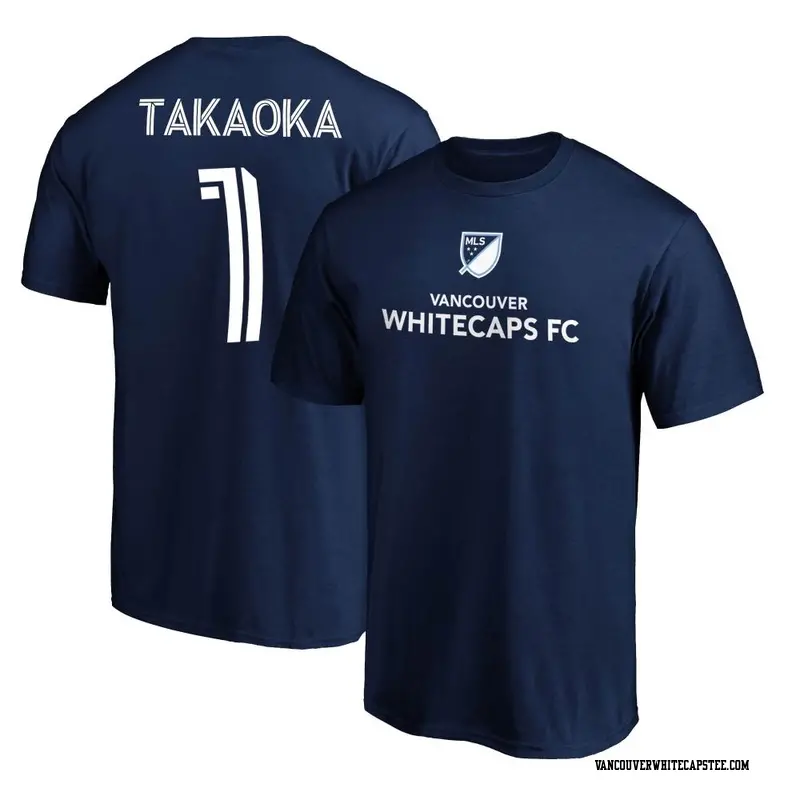 Men's Vancouver Whitecaps ＃1 Yohei Takaoka White Navy Name & Number T-Shirt