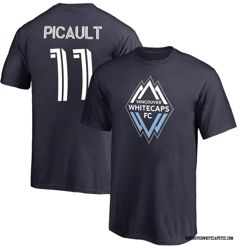 Men's Vancouver Whitecaps ＃11 Fafà Picault White Navy Name & Number Primary T-Shirt