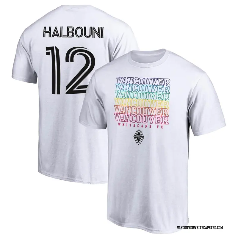 Men's Vancouver Whitecaps ＃12 Belal Halbouni White Name & Number City Pride T-Shirt