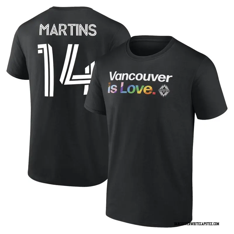 Men's Vancouver Whitecaps ＃14 Luís Martins White Black Name & Number City Pride T-Shirt