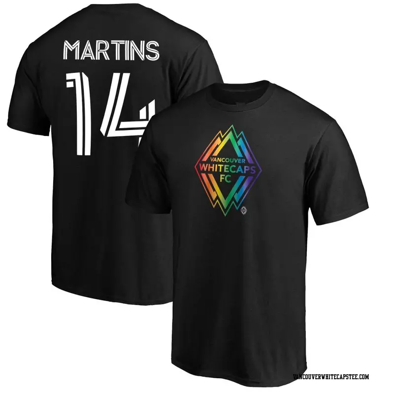 Men's Vancouver Whitecaps ＃14 Luís Martins White Black Name & Number Pride T-Shirt