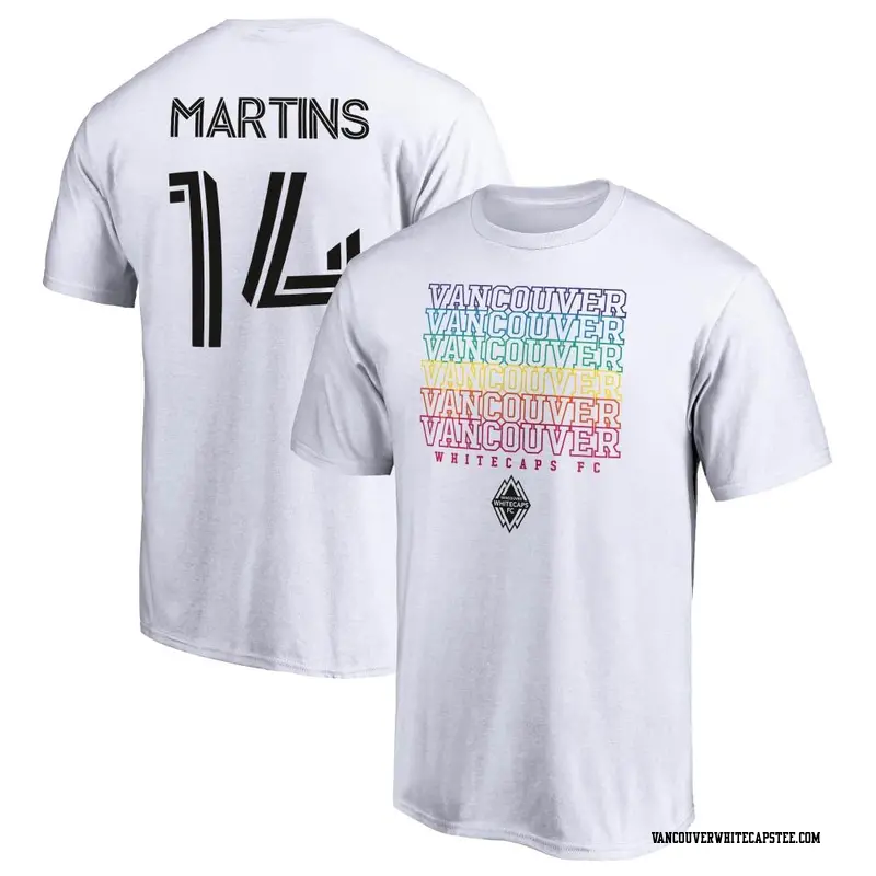 Men's Vancouver Whitecaps ＃14 Luís Martins White Name & Number City Pride T-Shirt