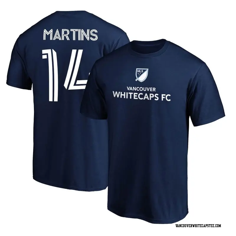 Men's Vancouver Whitecaps ＃14 Luís Martins White Navy Name & Number T-Shirt