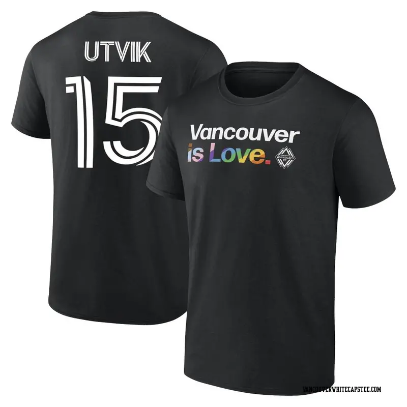 Men's Vancouver Whitecaps ＃15 Bjørn Inge Utvik White Black Name & Number City Pride T-Shirt