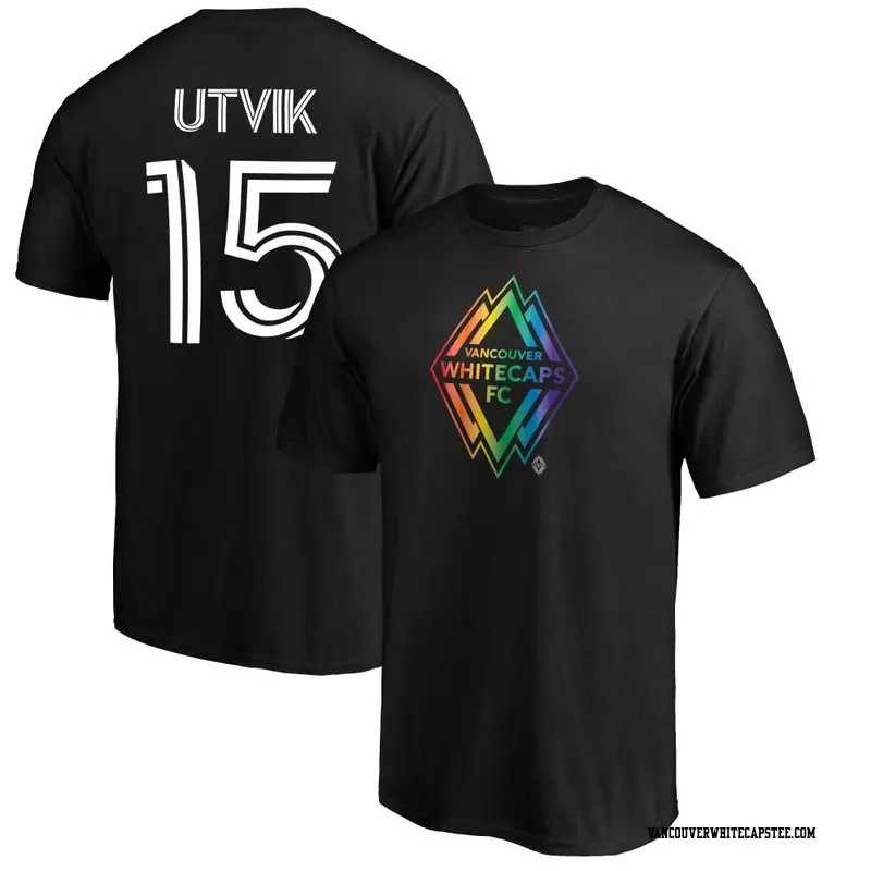 Men's Vancouver Whitecaps ＃15 Bjørn Inge Utvik White Black Name & Number Pride T-Shirt