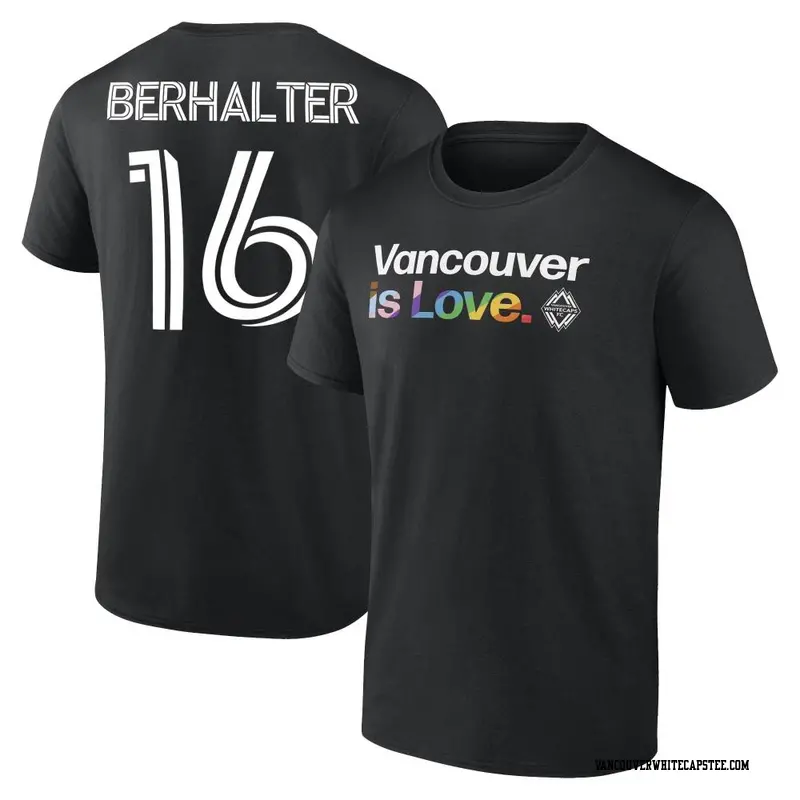 Men's Vancouver Whitecaps ＃16 Sebastian Berhalter White Black Name & Number City Pride T-Shirt