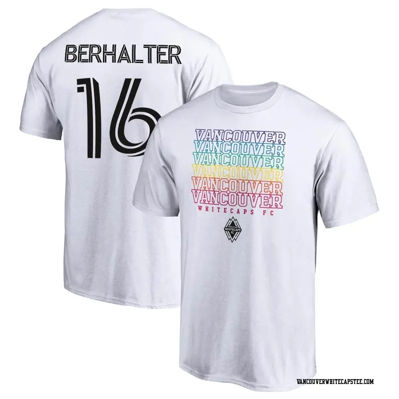 Men's Vancouver Whitecaps ＃16 Sebastian Berhalter White Name & Number City Pride T-Shirt