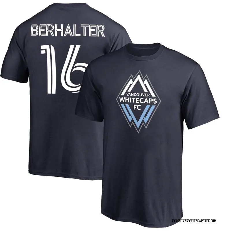 Men's Vancouver Whitecaps ＃16 Sebastian Berhalter White Navy Name & Number Primary T-Shirt