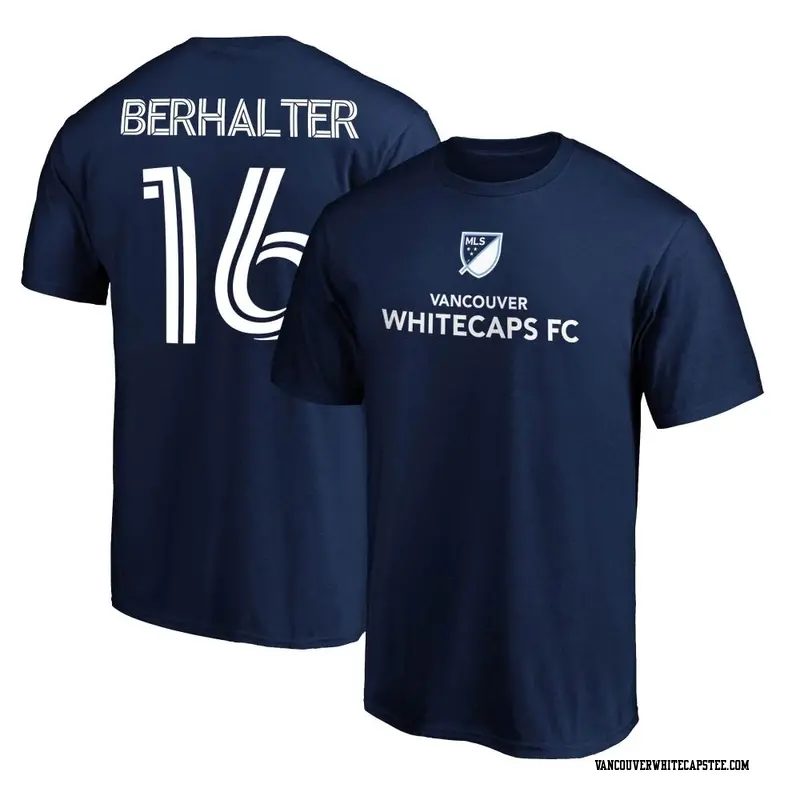 Men's Vancouver Whitecaps ＃16 Sebastian Berhalter White Navy Name & Number T-Shirt