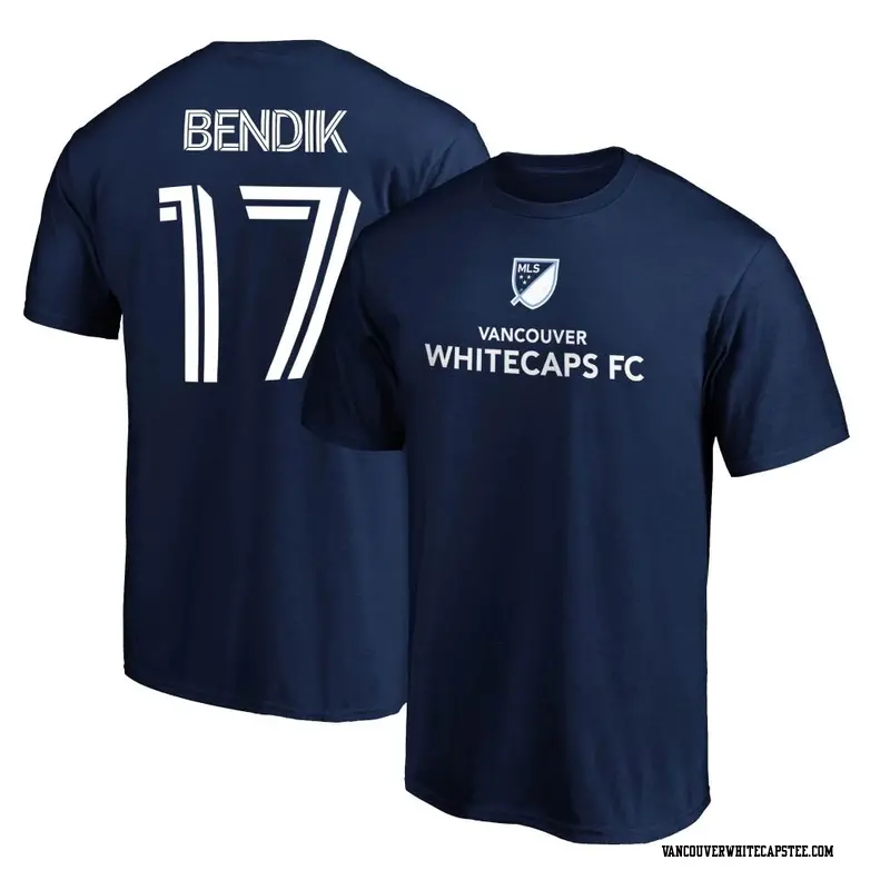 Men's Vancouver Whitecaps ＃17 Joe Bendik White Navy Name & Number T-Shirt