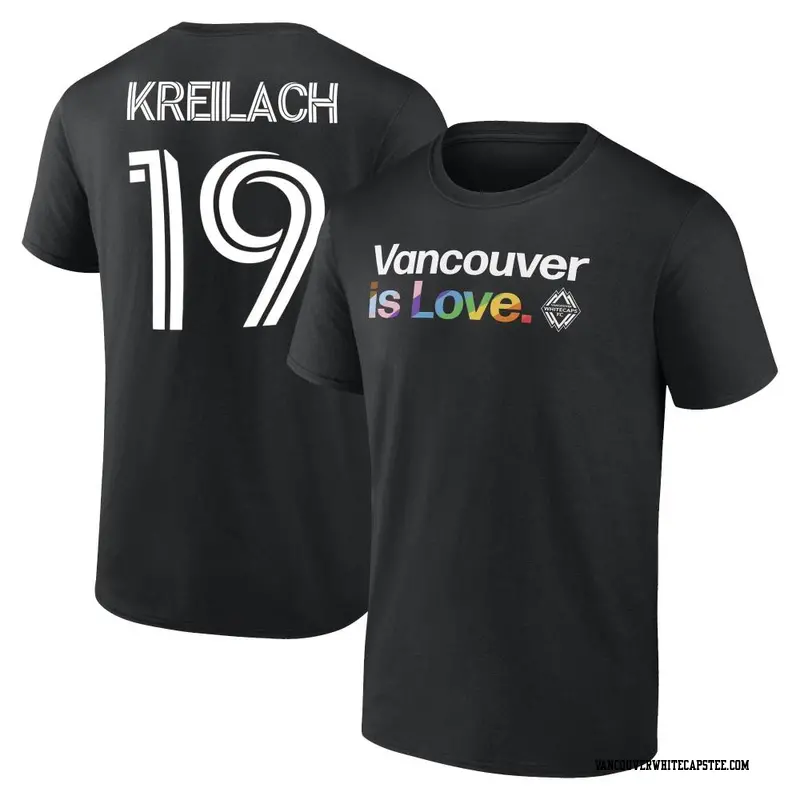 Men's Vancouver Whitecaps ＃19 Damir Kreilach White Black Name & Number City Pride T-Shirt