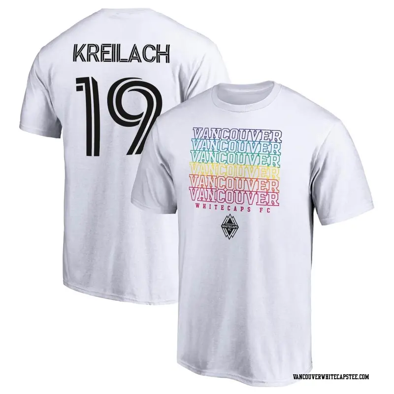 Men's Vancouver Whitecaps ＃19 Damir Kreilach White Name & Number City Pride T-Shirt