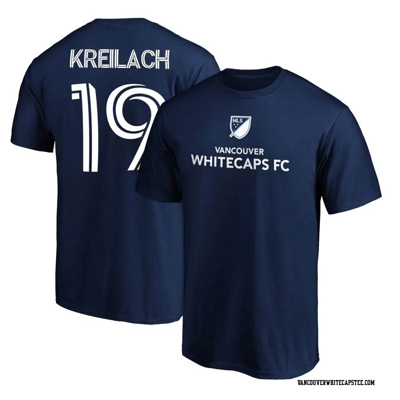 Men's Vancouver Whitecaps ＃19 Damir Kreilach White Navy Name & Number T-Shirt