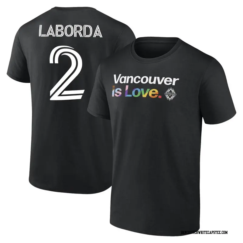 Men's Vancouver Whitecaps ＃2 Mathías Laborda White Black Name & Number City Pride T-Shirt