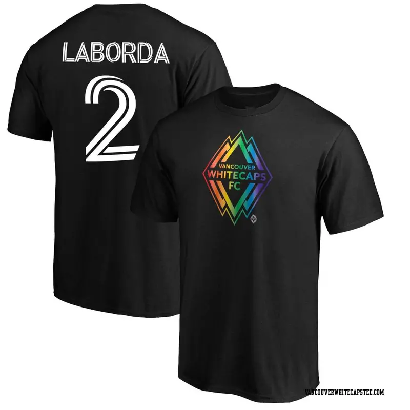 Men's Vancouver Whitecaps ＃2 Mathías Laborda White Black Name & Number Pride T-Shirt