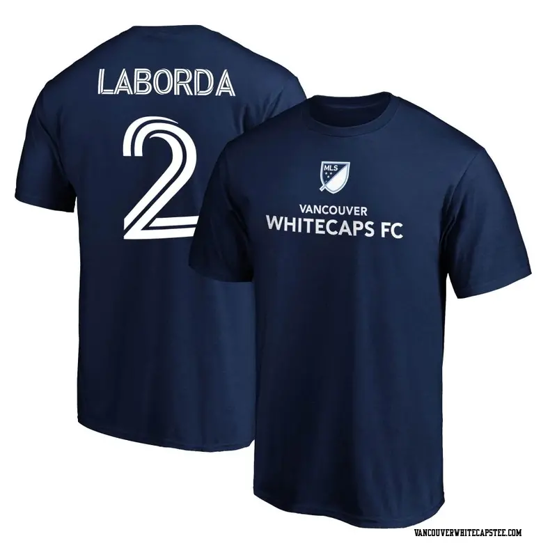 Men's Vancouver Whitecaps ＃2 Mathías Laborda White Navy Name & Number T-Shirt