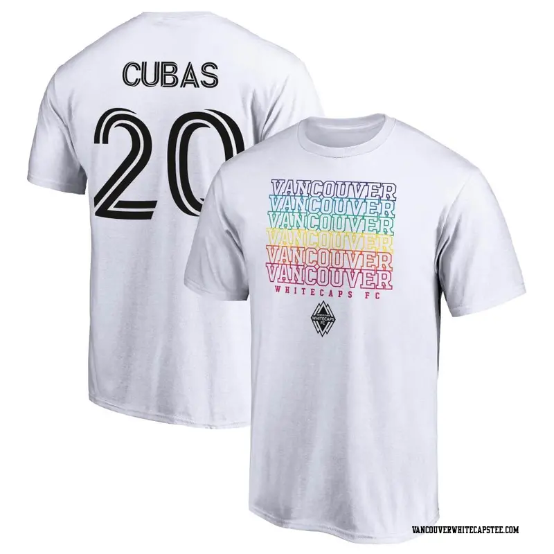 Men's Vancouver Whitecaps ＃20 Adrián Cubas White Name & Number City Pride T-Shirt