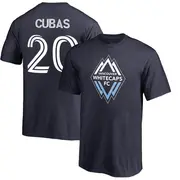 Men's Vancouver Whitecaps ＃20 Adrián Cubas White Navy Name & Number Primary T-Shirt