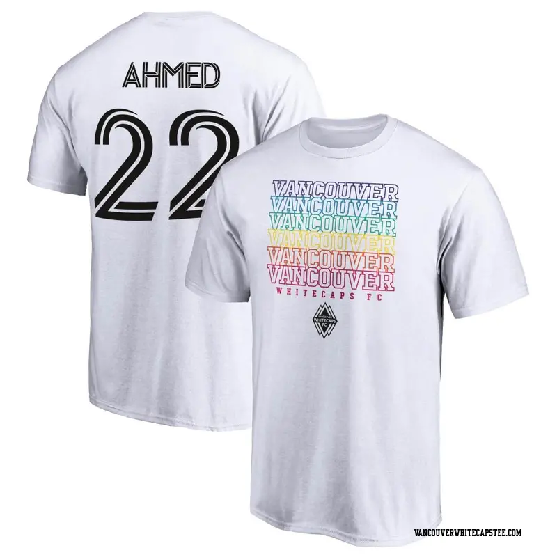 Men's Vancouver Whitecaps ＃22 Ali Ahmed White Name & Number City Pride T-Shirt