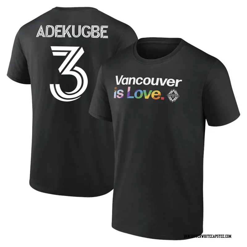 Men's Vancouver Whitecaps ＃3 Sam Adekugbe White Black Name & Number City Pride T-Shirt