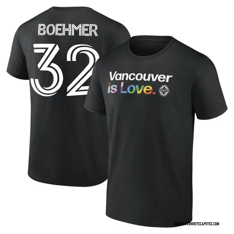 Men's Vancouver Whitecaps ＃32 Isaac Boehmer White Black Name & Number City Pride T-Shirt