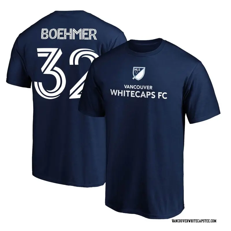 Men's Vancouver Whitecaps ＃32 Isaac Boehmer White Navy Name & Number T-Shirt