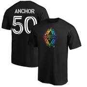 Men's Vancouver Whitecaps ＃50 Max Anchor White Black Name & Number Pride T-Shirt