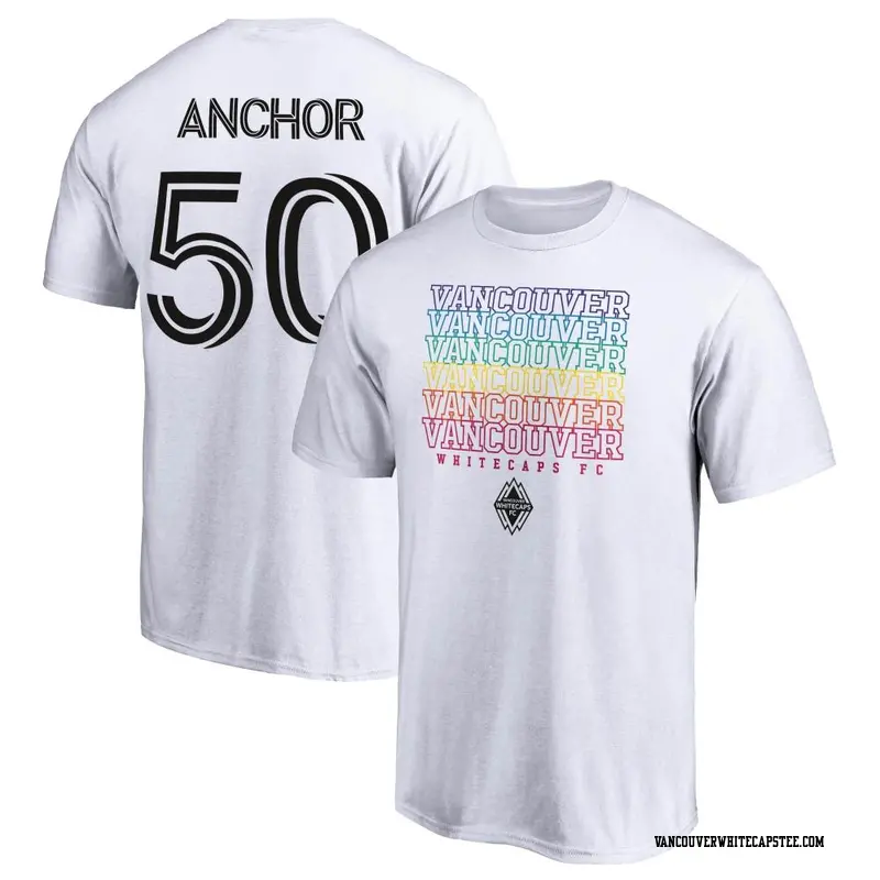 Men's Vancouver Whitecaps ＃50 Max Anchor White Name & Number City Pride T-Shirt