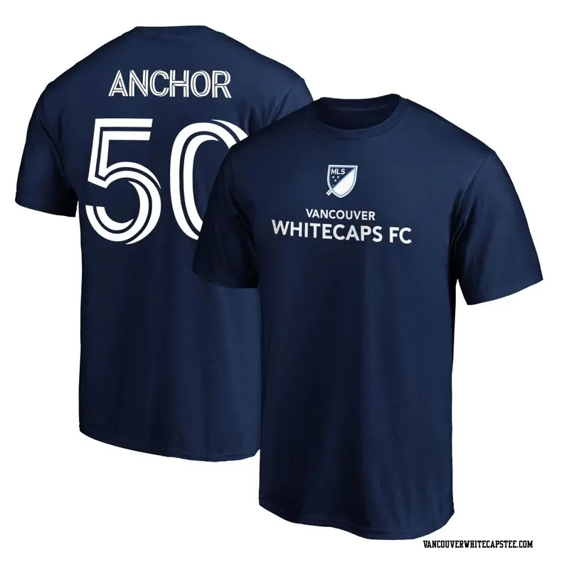 Men's Vancouver Whitecaps ＃50 Max Anchor White Navy Name & Number T-Shirt