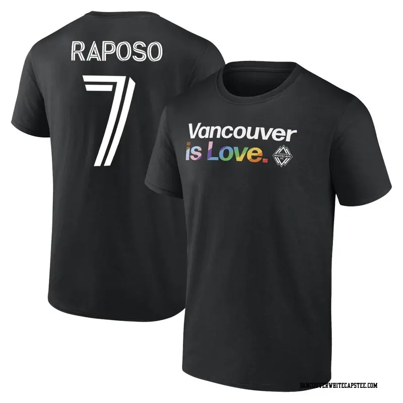 Men's Vancouver Whitecaps ＃7 Ryan Raposo White Black Name & Number City Pride T-Shirt