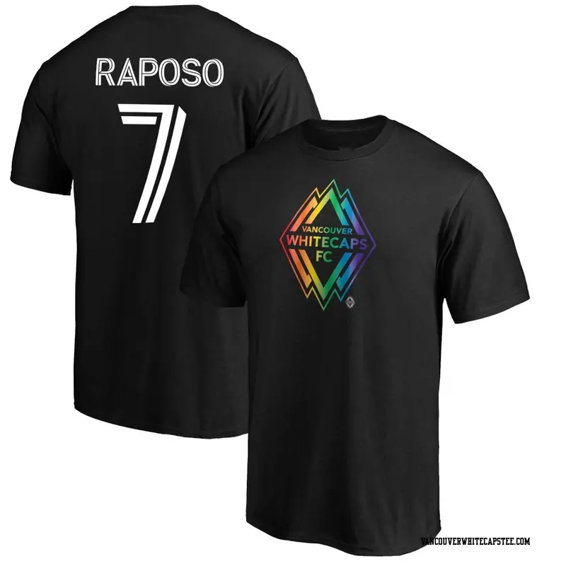 Men's Vancouver Whitecaps ＃7 Ryan Raposo White Black Name & Number Pride T-Shirt