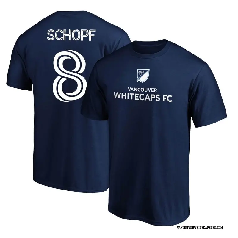 Men's Vancouver Whitecaps ＃8 Alessandro Schöpf White Navy Name & Number T-Shirt