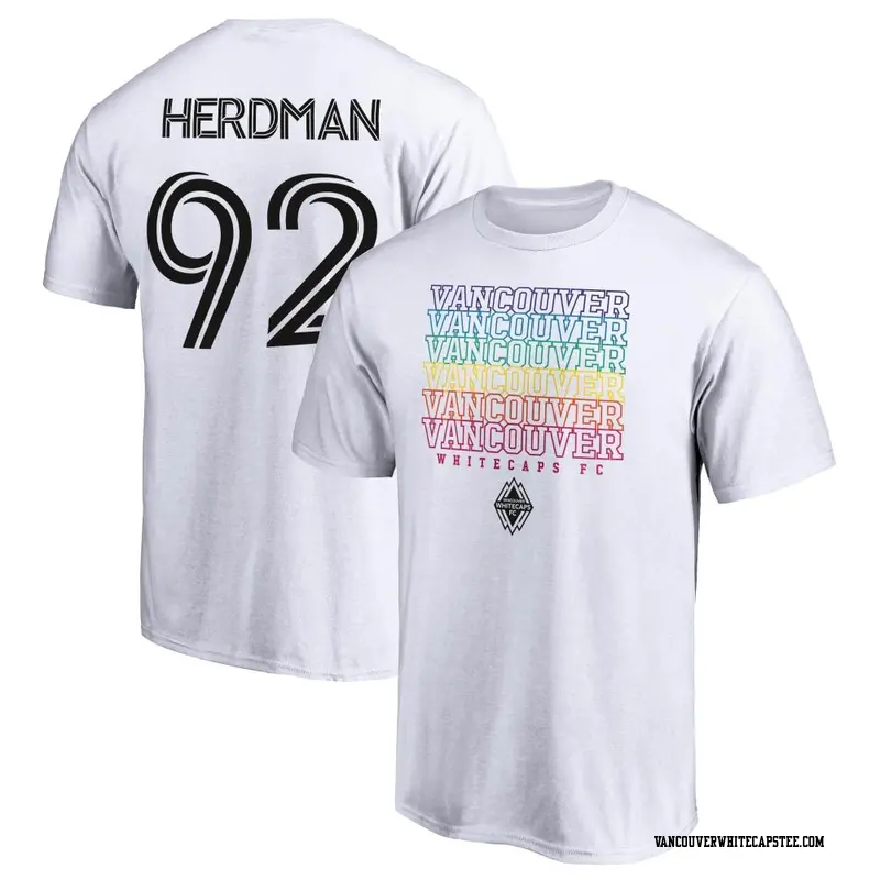 Men's Vancouver Whitecaps ＃92 Jay Herdman White Name & Number City Pride T-Shirt