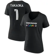 Women's Vancouver Whitecaps ＃1 Yohei Takaoka White Black Name & Number City Pride V-Neck T-Shirt