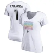 Women's Vancouver Whitecaps ＃1 Yohei Takaoka White Name & Number City Pride V-neck T-Shirt