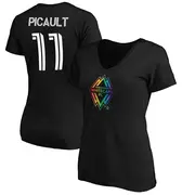 Women's Vancouver Whitecaps ＃11 Fafà Picault White Black Name & Number Pride V-Neck T-Shirt