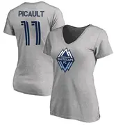 Women's Vancouver Whitecaps ＃11 Fafà Picault White Gray Name & Number Primary V-Neck T-Shirt