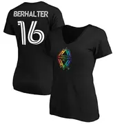 Women's Vancouver Whitecaps ＃16 Sebastian Berhalter White Black Name & Number Pride V-Neck T-Shirt