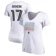 Women's Vancouver Whitecaps ＃17 Joe Bendik White Name & Number City Pride V-neck T-Shirt