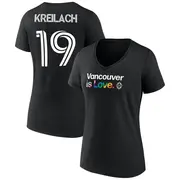 Women's Vancouver Whitecaps ＃19 Damir Kreilach White Black Name & Number City Pride V-Neck T-Shirt