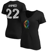 Women's Vancouver Whitecaps ＃22 Ali Ahmed White Black Name & Number Pride V-Neck T-Shirt