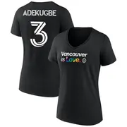 Women's Vancouver Whitecaps ＃3 Sam Adekugbe White Black Name & Number City Pride V-Neck T-Shirt