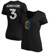 Women's Vancouver Whitecaps ＃3 Sam Adekugbe White Black Name & Number Pride V-Neck T-Shirt