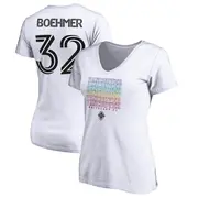 Women's Vancouver Whitecaps ＃32 Isaac Boehmer White Name & Number City Pride V-neck T-Shirt