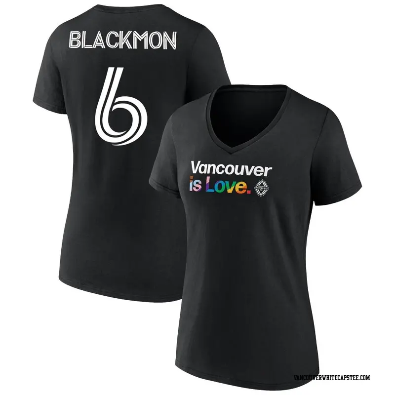 Women's Vancouver Whitecaps ＃6 Tristan Blackmon White Black Name & Number City Pride V-Neck T-Shirt