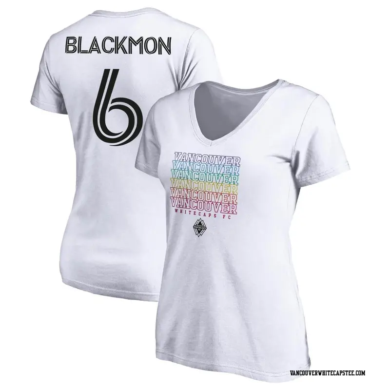 Women's Vancouver Whitecaps ＃6 Tristan Blackmon White Name & Number City Pride V-neck T-Shirt