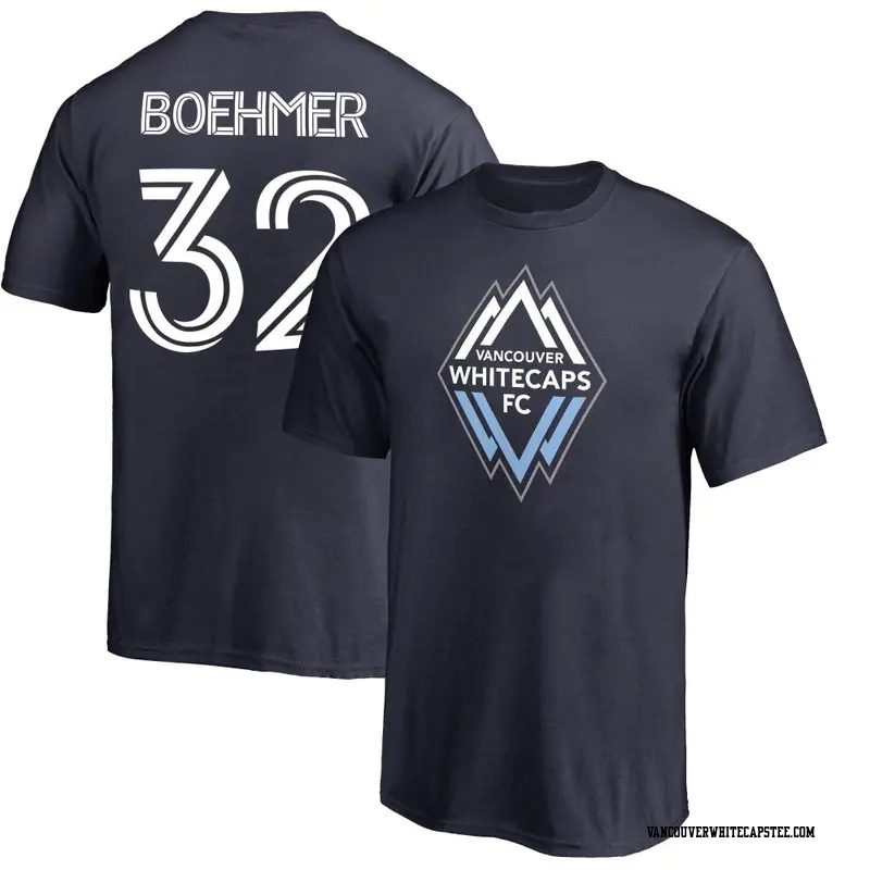 Youth Vancouver Whitecaps ＃32 Isaac Boehmer White Navy Name & Number Primary T-Shirt