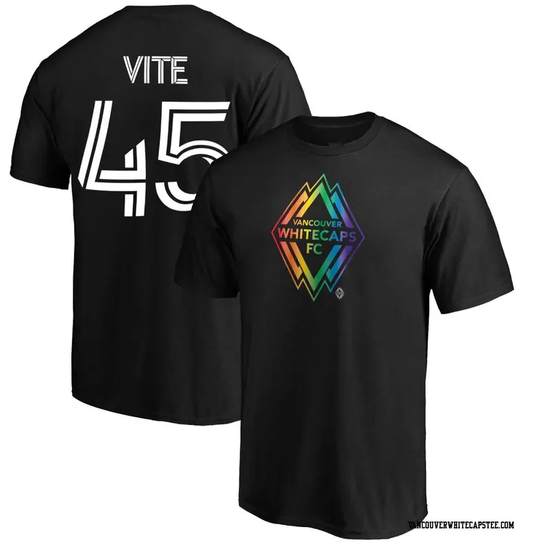 Youth Vancouver Whitecaps ＃45 Pedro Vite White Black Name & Number Pride T-Shirt